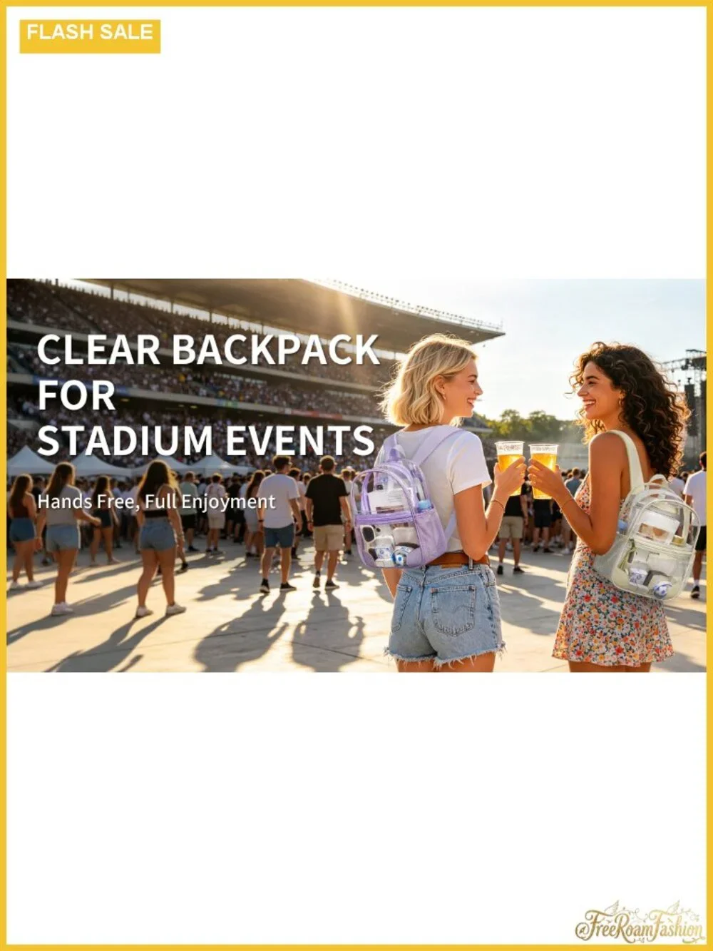 Clear Backpack Stadium Approved PVC Water Resistant Lightweight Bag Events